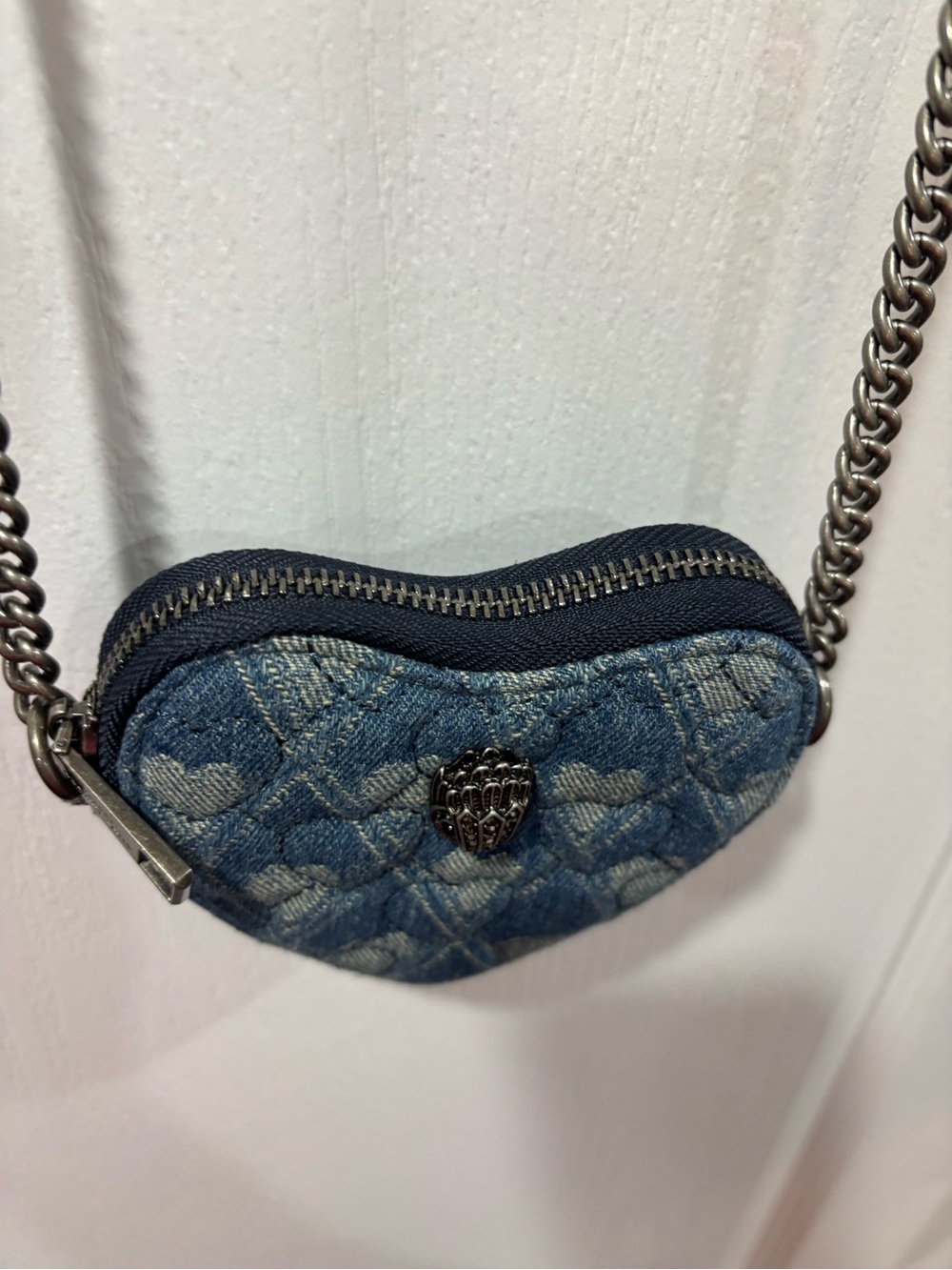 NWT authentic Kurt Geiger Denim Heart Quilted Mini Crossbody Bag - Blue - Picture 5 of 7